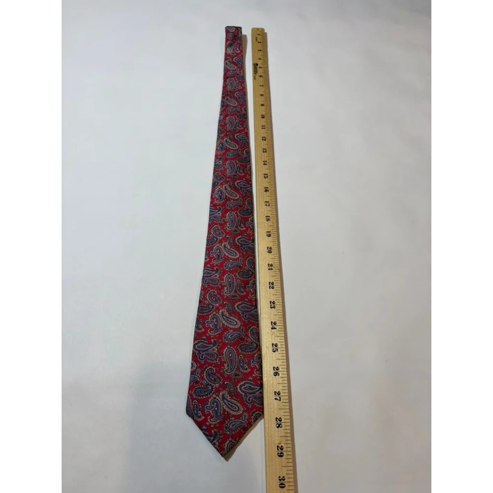 Liberty of London Paisley Silk Tie Red Blue Floral Classic USA Vintage